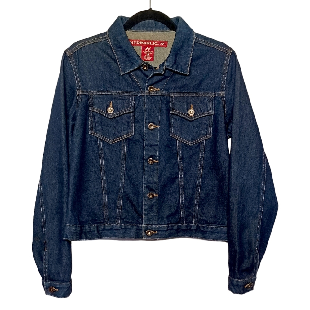 HYDRAULIC Dark Blue Wash Long Sleeve Button Front Denim Jean Jacket Medium